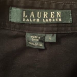 Black size large Ralph Lauren button down shirt with white buttons